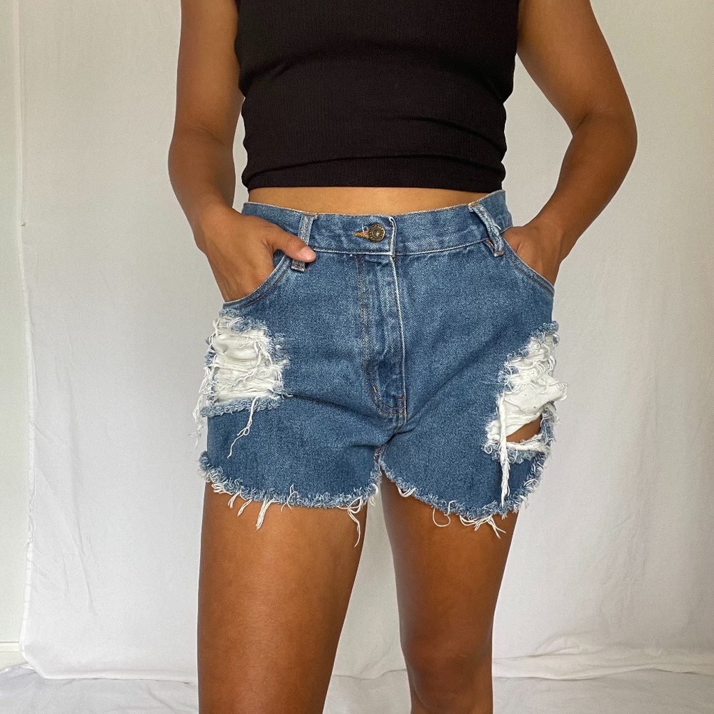 Custom Distressed Medium Wash Short